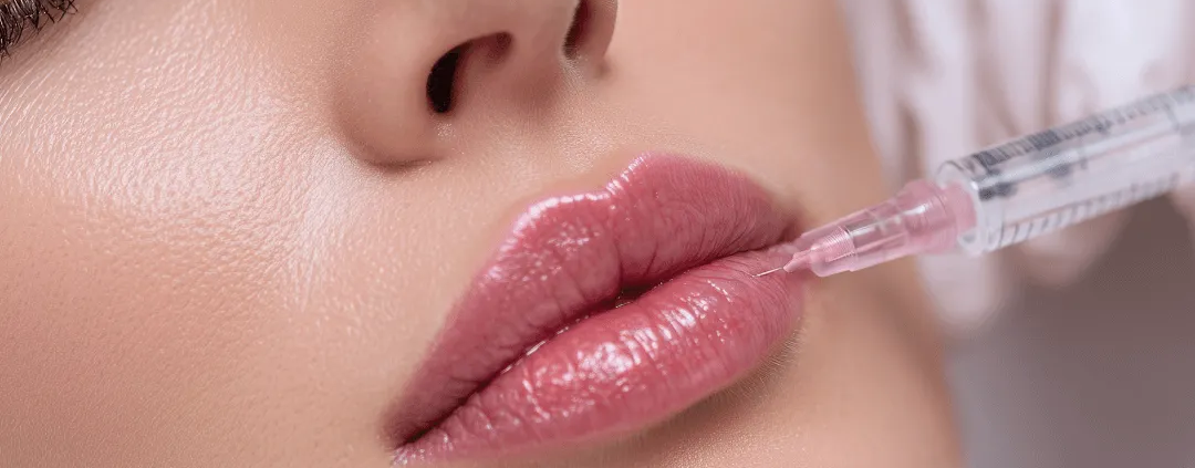 Femme recevant des injections d’acide hyaluronique dans les lèvres chez un médecin esthétique à Paris